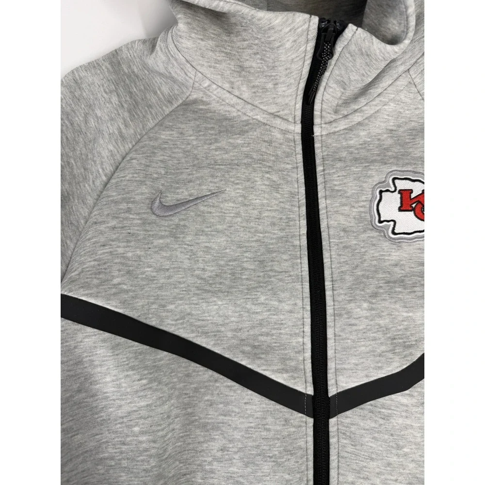 Kansas City Chiefs Nike Grey‎ Tech Fleece Hoodie Jacket Hooded Size Large L NWT